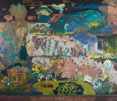 サフォークロードバックガーデン、1993年頃（キャンバスに油彩） 作： David Alan Redpath Michie