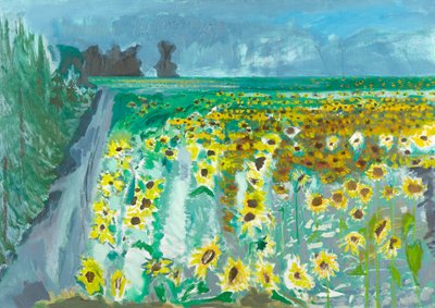 ひまわりとミストラル、2002年（キャンバスに油彩） 作： David Alan Redpath Michie