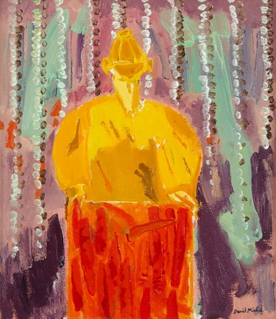 ニンジンを持つ女性、2003年頃（キャンバスに油彩） 作： David Alan Redpath Michie