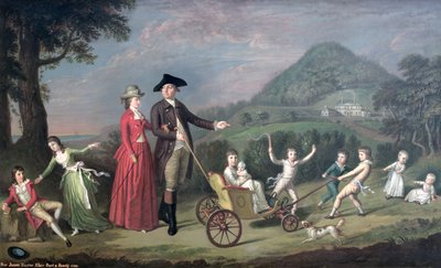 ジェームスハンターブレア卿、第1バート、妻と9人の14人の子供、1785年 作： David Allan