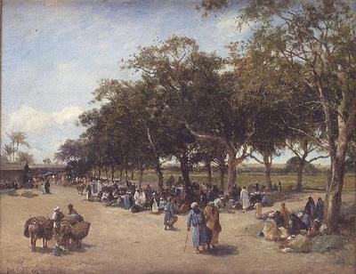 ピラミッドへの高速道路の横、カイロ 作： David Bates