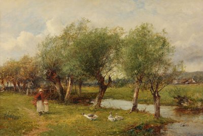 ガチョウに餌をやる 作： David Bates