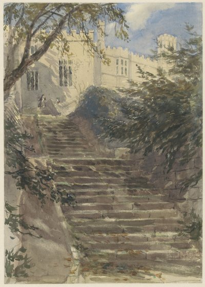 ハドン・ホールの庭の階段 (ダ​​ービーシャー) 作： David Cox (I)