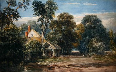 森の端のコテージと小屋 作： David Cox