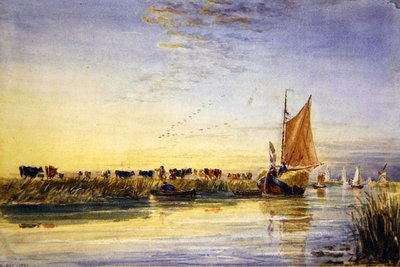 スヘルド川に浮かぶヘイバージ 作： David Cox