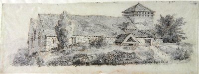 スランフェア教会、北ウェールズ、1813年 作： David Cox