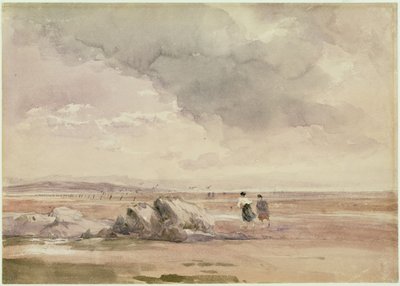 ランカスターサンド、干潮、c.1840-47（w - c、ペンと黒のインクと紙に鉛筆） 作： David Cox