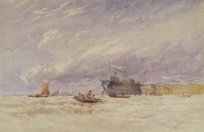 メドウェイでは、c.1845-50（紙の上のグラファイトの上にボディカラーが付いたw - c） 作： David Cox