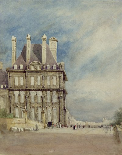 Pavillon de Flore、チュイルリー、パリ（紙に水彩とガッシュ） 作： David Cox