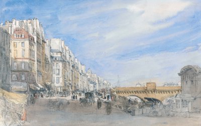パリのQuaideL&39;Ecoleのポンヌフ（鉛筆と紙にw - c） 作： David Cox