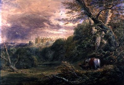 Powys Park, Montgomeryshire, c.1837 (紙に鉛筆、ガッシュ、アラビアゴムの上に水彩) 作： David Cox
