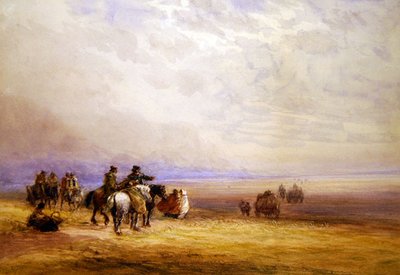 ランカスター・サンズを渡る準備（水彩・紙） 作： David Cox