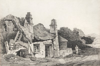 廃墟のコテージ（ドローイング） 作： David Cox