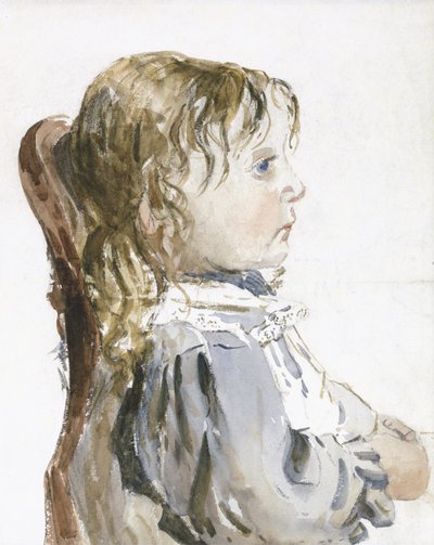 おそらく1840年代後半のピナフォアの小さな女の子の研究（水彩と紙に黒いチョーク） 作： David Cox