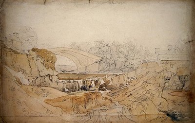 The Bridge at Rhayader （鉛筆・水彩・紙） 作： David Cox