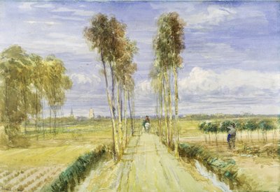 ポプラアベニュー（鉛筆の上の水彩と紙の上の黒いチョーク） 作： David Cox