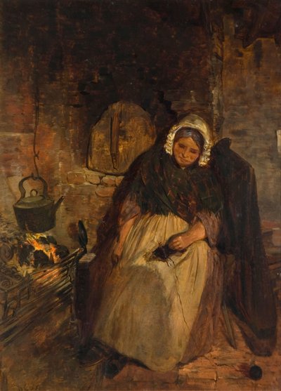 眠る老婆、1859年。 作： David Cox the elder