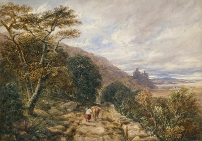 ハーレフ城に続くカントリー トラック、1842 年 作： David Cox the elder