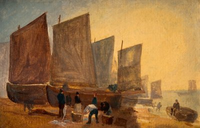 漁船、ヘイスティングス、1813 年。 作： David Cox the elder