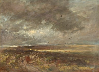 ムーアランドの風景: 羊飼いと羊、1810 年頃。 作： David Cox the elder