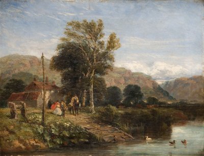 1845年、フェリーを待っています。 作： David Cox the elder