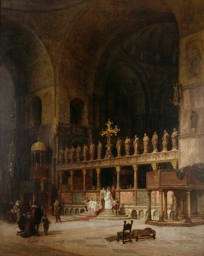 1869年、ベネチアのサンマルコ寺院の内部。 作： David Dalhoff Neal