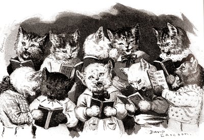 歌う猫の合唱団、20世紀初頭（イラスト） 作： David Ericson