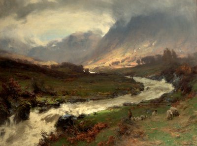 嵐の中の休憩、グレンリヨン、パースシャー、スコットランド、1891-92 作： David Farquharson