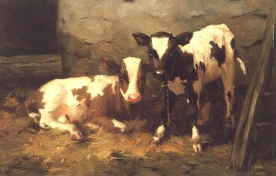 納屋の中の子牛たち 作： David Gauld