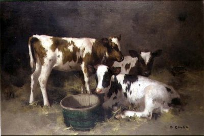 3頭の子牛（油彩・キャンバス） 作： David Gauld