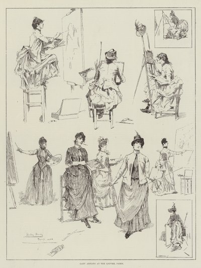 パリのルーブル美術館での女性アーティスト 作： David Hardy