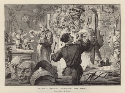 クリスマスのパントマイムのお面作り（彫刻 作： David Henry Friston
