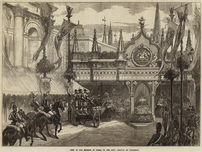 ロシア皇帝の市訪問、ギルドホール到着 作： David Henry Friston