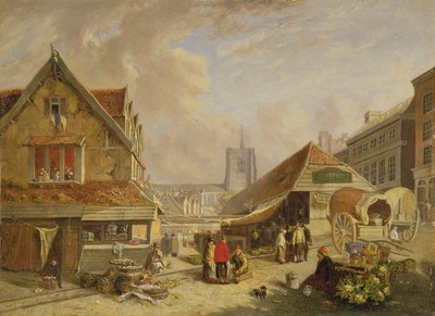 オールドフィッシュマーケット、ノーリッチ、1825年 作： David Hodgson