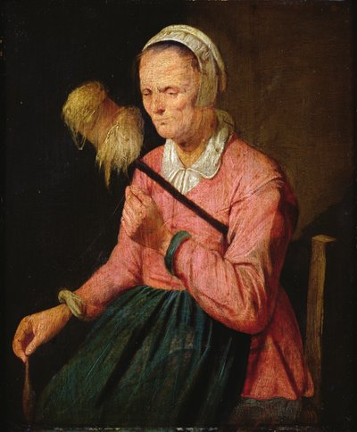 杖を持つ女性 作： David III Ryckaert