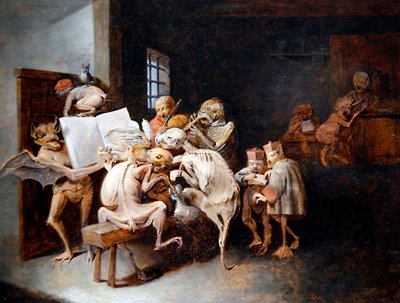 音楽の授業」（油彩・パネル） 作： David III Ryckaert