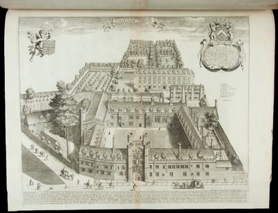 「コレギウムクリスティ」、クライストカレッジケンブリッジの眺め、1690年 作： David Loggan
