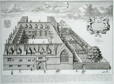 オックスフォード大学ジーザス・カレッジ、1675年に出版された「Oxonia Illustrata」より（エングレーヴィング） 作： David Loggan
