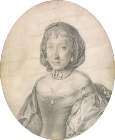女性の肖像画、1666年（ベラムの黒鉛とウォッシュ） 作： David Loggan