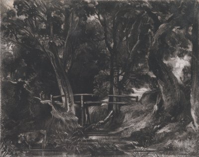 A Dell、ヘルミンガム パーク、サフォーク、1830 年。 作： David Lucas