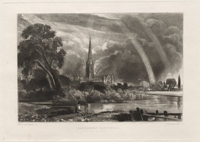 メドウズ小皿からのソールズベリー大聖堂、1855。 作： David Lucas