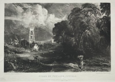 風景のさまざまな主題、イギリスの風景の特徴... Neylandによるストーク、サフォーク、1830年。 作： David Lucas