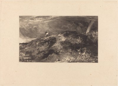 ハムステッド ヒース、遠くにセント ポール大聖堂 (ビネット) 作： David Lucas after John Constable