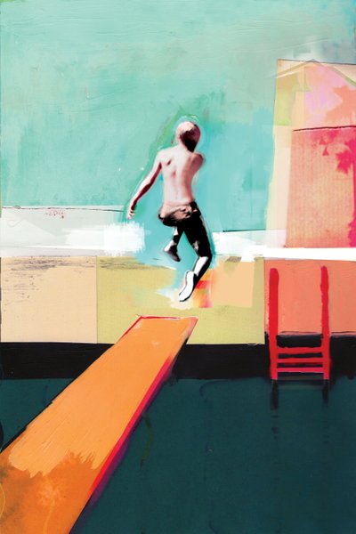 プールの日, 2011, 紙にコラージュ 作： David McConochie