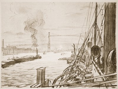 基地の病院船、『西部戦線』（カントリー・ライフ社刊）の挿絵。 作： David Muirhead Bone