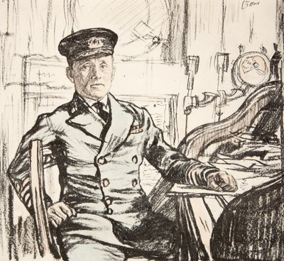 シリル・フラーRI海軍大尉、「西部戦線」（カントリー・ライフ社刊）からのイラスト。 作： David Muirhead Bone