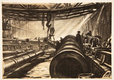 移動する重砲筒（「西部戦線」（カントリー・ライフ社刊）からのイラスト 作： David Muirhead Bone