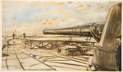 戦艦の砲塔（『西部戦線』（カントリー・ライフ社）より 作： David Muirhead Bone