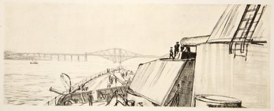 カントリー・ライフ社刊『西部戦線』の挿絵「戦艦にて：フォースにて 作： David Muirhead Bone