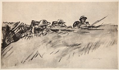 カントリー・ライフ社刊『西部戦線』より、ウェールズ兵のイラスト。 作： David Muirhead Bone